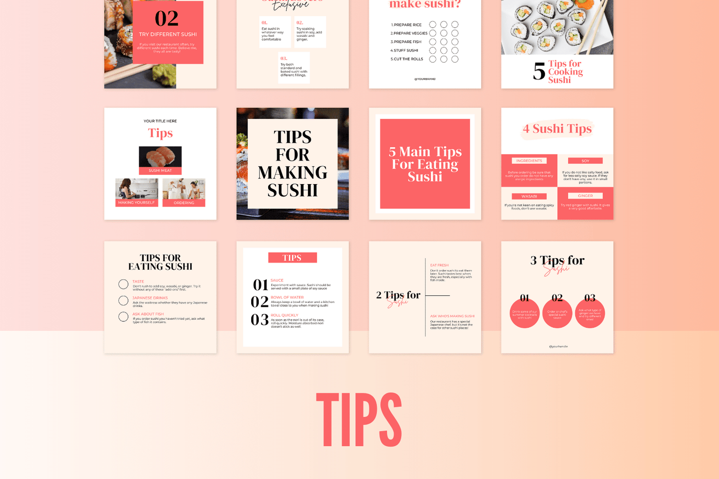 300 Sushi Templates for Social Media